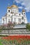 Cathedral of Christ the Savior Framed by Flowers in Spring