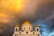 Cathedral of Christ the Saviour in Moscow Russia on the background of picturesque colored clouds