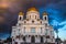 Cathedral of Christ the Saviour in Moscow Russia on the background of picturesque colored clouds