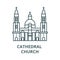 Cathedral church line icon, vector. Cathedral church outline sign, concept symbol, flat illustration