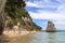 Cathedral Cove, New Zealand. Beach and Te Hoho Rock
