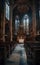 A cathedral interior with beautiful strain glass