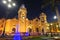 Cathedral of Lima at night, Roman Catholic Cathedral located in the Plaza Mayor of Lima, Peru