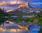 Cathedral Peak and Lake. Yosemite National Park.