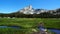 Cathedral Peak and meadows in Yosemite Park