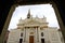 Cathedral of the Piedmontese city of Alessandria. Neoclassical facade with tympanum, columns and statues