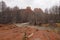 Cathedral Rock in Red Rock State Park outside of Sedona, Arizona on cloudy snowy winter day.