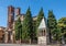 Cathedral in Romanesque style in Bologna, Italy. European medieval architecture