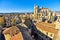 Cathedral of Saint-Just et Saint Pasteur and Narbonne historical city center as seen from the tower of the city hall. Occitanie,