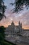 Cathedral of Saint Mary the Royal of La Almudena at sunset, Madrid, Spain