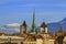 Cathedral Saint-Pierre towers and Alps mountains, Geneva, Switzerland
