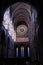 Cathedral of Saint Vincent of Saint-Malo, France. Stained glass church windows framed by arches