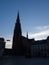 Cathedral of Saints Peter and Paul in Osijek, silhouette of architecture against the bright sky