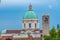 Cathedral of Santa Maria Assunta and Aerial view of Italian city Brescia