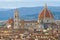 Cathedral of Santa Maria del Fiore close-up cloudy September afternoon. Italy, Florence