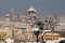 Cathedral Santa Maria del Fiore Duomo and giottos bell tower campanile, in winter with snow Florence, Tuscany