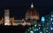 The Cathedral of Santa Maria del Fiore in Florence seen from Michelangelo square with the Ferris wheel illuminated and twinkling