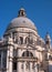 Cathedral of Santa Maria della Salute on the Grand canal in Venice. Italy. A fragment of the building is a dome and