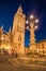 The cathedral of Seville and la Giralda by night, Spain