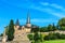 Cathedral Square with Michael Church in historical Fulda, Germany