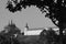 Cathedral st. Barbara and Jesuit college - art black and white foto