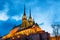 Cathedral of St Peter and Paul in Brno, Moravia, Czech Republic during sunset twilight. Famous landmark in South Moravia