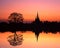 Cathedral at sunset, Lichfield, England.