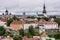 The cathedrals of Toompea and Aleksander Nevski seen from the top of the St. Olav`s Church bell tower, Tallinn, Estonia