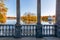 Catherine park in autumn seen from Marble bridge, Tsarskoe Selo Pushkin, Saint Pet ersburg, Russia