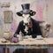 Catherine Williams: A Cow Eating Tea In The Style Of Tom Bagshaw