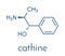 Cathine khat stimulant molecule. Present in Catha edulis khat. Skeletal formula.