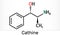 Cathine, norpseudoephedrine, C9H13NO molecule. It is alkaloid, psychoactive drug with stimulant properties.  it is found naturally