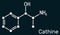 Cathine, norpseudoephedrine, C9H13NO molecule. It is alkaloid, psychoactive drug with stimulant properties.  it is found naturally