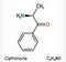 Cathinone, benzoylethanamine, beta-keto-amphetamine, C9H11NO molecule. It is monoamine alkaloid found in the shrub Catha edulis