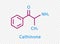 Cathinone chemical formula. Cathinone structural chemical formula isolated on transparent background.