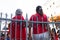 Catholic and Candomble people are seen dressed in red clothes during a party for Santa Barbara in Pelourinho