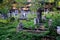 Catholic cemtery graveyard with graves and tombstones in Jaffna Sri Lanka