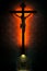 Catholic Christian Crucifix in silhouette, with tabernacle under