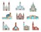 Catholic church buildings isolated vector icons