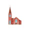 Catholic church, cathedral building vector icon