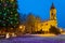 Catholic church in the Christmastime , Town of postoloprty, Czech Republic