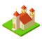 Catholic church icon, isometric style