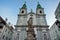 Catholic Church of Mariahilf with statue of Franz Joseph Haydn - landmark attraction in Vienna, Austria