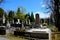 Catholic graves tombstones with cross Mirogoj Cemetery and Park Zagreb Croatia