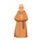 Catholic monk in religious robe holding a cross - cartoon old man