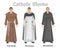 Catholic monk  in robes, flat illustration