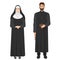 Catholic priest and nun. Realistic vector illustration.