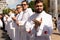 Catholic priests are seen participating in the corpus christi procession in the streets of Pelourinho, Salvador, Bahia