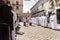 Catholic priests are seen participating in the corpus christi procession in the streets of Pelourinho, Salvador, Bahia