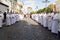 Catholic priests are seen participating in the corpus christi procession in the streets of Pelourinho, Salvador, Bahia